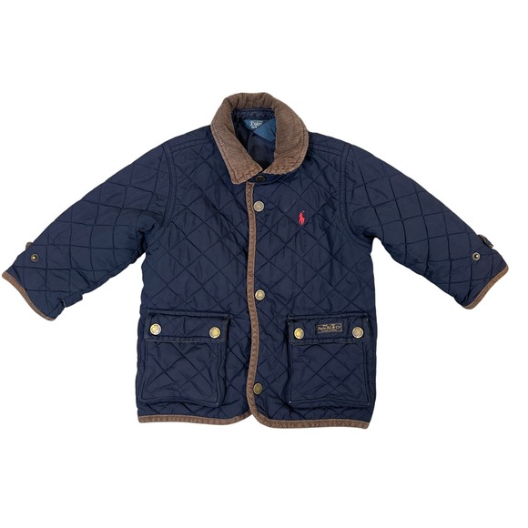 Polo Ralph Lauren Other - Polo Ralph Lauren Navy Blue Quilted Jacket Corduroy Trim 24M Baby Boy